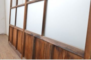 アンティーク建具　レトロな空間を引き立たせるガラス窓2枚セット(ガラス戸、引き戸)(R-063735)