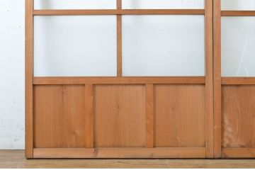 アンティーク建具　レトロな空間を引き立たせるガラス窓2枚セット(ガラス戸、引き戸)(R-063735)