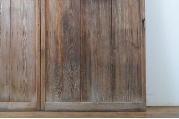 アンティーク建具　木のぬくもり感じる色味が魅力のガラス戸3枚セット(引き戸)(R-063736)