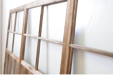 アンティーク建具　木のぬくもり感じる色味が魅力のガラス戸3枚セット(引き戸)(R-063736)