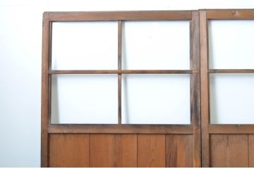 アンティーク建具　木のぬくもり感じる色味が魅力のガラス戸3枚セット(引き戸)(R-063736)