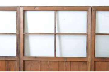 アンティーク建具　木のぬくもり感じる色味が魅力のガラス戸3枚セット(引き戸)(R-063736)