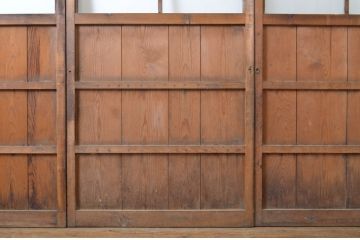 アンティーク建具　木のぬくもり感じる色味が魅力のガラス戸3枚セット(引き戸)(R-063736)