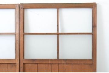 アンティーク建具　木のぬくもり感じる色味が魅力のガラス戸3枚セット(引き戸)(R-063736)