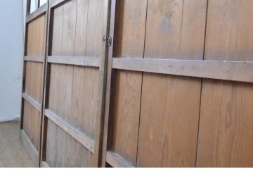 アンティーク建具　木のぬくもり感じる色味が魅力のガラス戸3枚セット(引き戸)(R-063736)