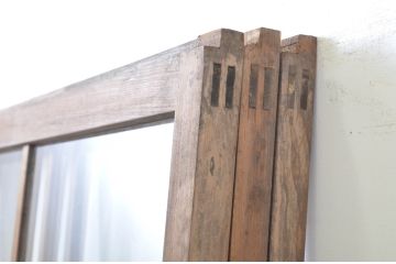 アンティーク建具　木のぬくもり感じる色味が魅力のガラス戸3枚セット(引き戸)(R-063736)