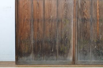 アンティーク建具　木のぬくもり感じる色味が魅力のガラス戸2枚セット(引き戸)(R-063737)