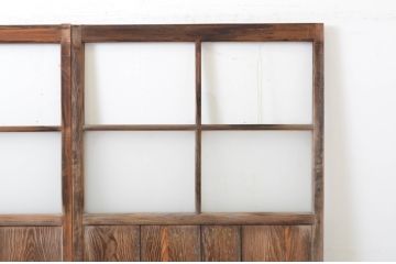 アンティーク建具　木のぬくもり感じる色味が魅力のガラス戸2枚セット(引き戸)(R-063737)