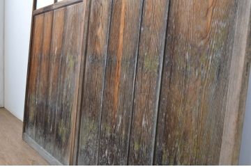 アンティーク建具　木のぬくもり感じる色味が魅力のガラス戸2枚セット(引き戸)(R-063737)
