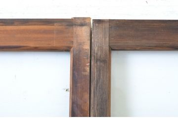 アンティーク建具　木のぬくもり感じる色味が魅力のガラス戸2枚セット(引き戸)(R-063737)