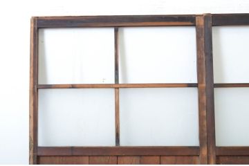 アンティーク建具　木のぬくもり感じる色味が魅力のガラス戸2枚セット(引き戸)(R-063737)