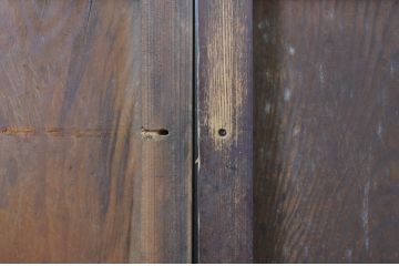 アンティーク建具　木のぬくもり感じる色味が魅力のガラス戸2枚セット(引き戸)(R-063737)