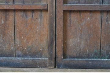 アンティーク建具　木のぬくもり感じる色味が魅力のガラス戸2枚セット(引き戸)(R-063737)