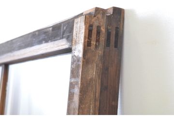 アンティーク建具　木のぬくもり感じる色味が魅力のガラス戸2枚セット(引き戸)(R-063737)