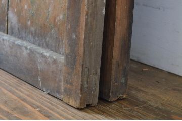 アンティーク建具　木のぬくもり感じる色味が魅力のガラス戸2枚セット(引き戸)(R-063737)