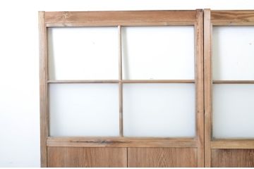 アンティーク建具　経年を感じる風合いが魅力のガラス戸2枚セット(引き戸)(R-063738)