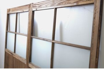アンティーク建具　経年を感じる風合いが魅力のガラス戸2枚セット(引き戸)(R-063738)