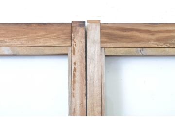 アンティーク建具　経年を感じる風合いが魅力のガラス戸2枚セット(引き戸)(R-063738)