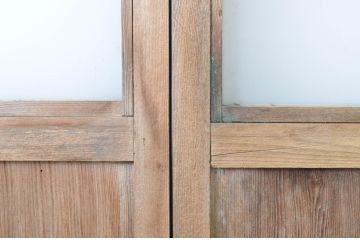アンティーク建具　経年を感じる風合いが魅力のガラス戸2枚セット(引き戸)(R-063738)