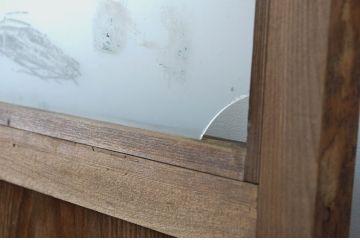 アンティーク建具　経年を感じる風合いが魅力のガラス戸2枚セット(引き戸)(R-063738)