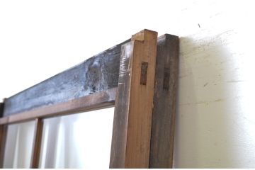 アンティーク建具　経年を感じる風合いが魅力のガラス戸2枚セット(引き戸)(R-063738)