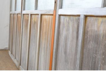 アンティーク建具　経年を感じる風合いが魅力のガラス戸4枚セット(引き戸)(R-063739)