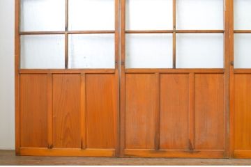 アンティーク建具　経年を感じる風合いが魅力のガラス戸4枚セット(引き戸)(R-063739)