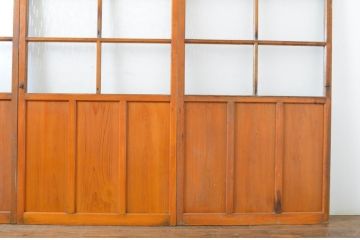 アンティーク建具　経年を感じる風合いが魅力のガラス戸4枚セット(引き戸)(R-063739)
