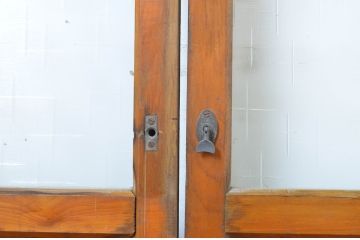 アンティーク建具　経年を感じる風合いが魅力のガラス戸4枚セット(引き戸)(R-063739)