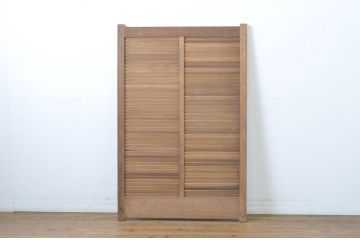 アンティーク建具　木の温もりを感じるルーバー窓1枚(引き戸、雨戸、ジャロジー窓、木製)(R-063741)