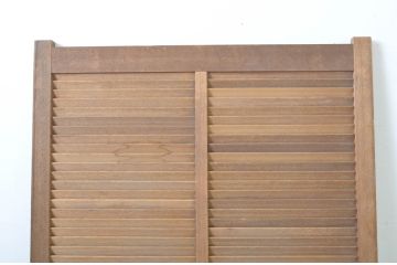アンティーク建具　木の温もりを感じるルーバー窓1枚(引き戸、雨戸、ジャロジー窓、木製)(R-063741)