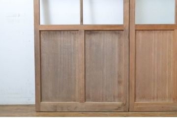 アンティーク建具　木のぬくもり感じる色合いが魅力のガラス戸2枚セット(引き戸)(R-063743)