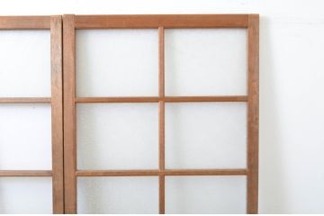 アンティーク建具　木のぬくもり感じる色合いが魅力のガラス戸2枚セット(引き戸)(R-063743)