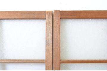 アンティーク建具　木のぬくもり感じる色合いが魅力のガラス戸2枚セット(引き戸)(R-063743)
