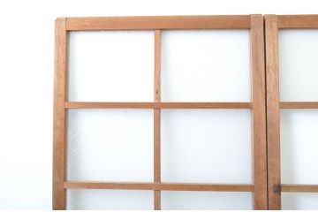 アンティーク建具　木のぬくもり感じる色合いが魅力のガラス戸2枚セット(引き戸)(R-063743)