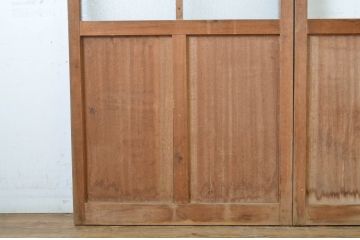 アンティーク建具　木のぬくもり感じる色合いが魅力のガラス戸2枚セット(引き戸)(R-063743)