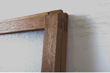 アンティーク建具　木のぬくもり感じる色合いが魅力のガラス戸2枚セット(引き戸)(R-063743)