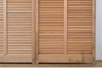 アンティーク建具　木の温もりを感じるルーバー戸3枚セット(ルーバー引き戸、窓、雨戸、木製)(R-063744)