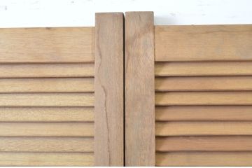 アンティーク建具　木の温もりを感じるルーバー戸3枚セット(ルーバー引き戸、窓、雨戸、木製)(R-063744)