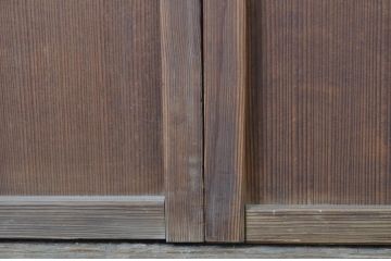 アンティーク建具　落ち着きのある和を演出する障子戸2枚セット(引き戸、ガラス帯戸)(R-063747)