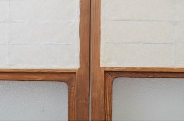 アンティーク建具　落ち着きのある和を演出する障子戸2枚セット(引き戸、ガラス帯戸)(R-063747)