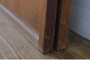 アンティーク建具　落ち着きのある和を演出する障子戸2枚セット(引き戸、ガラス帯戸)(R-063747)