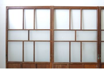 アンティーク建具　大正ロマン溢れるお洒落なガラス戸4枚セット(引き戸)(R-063748)