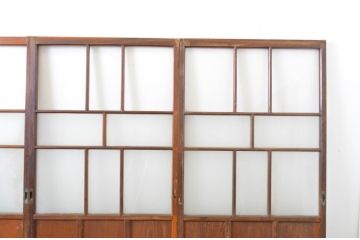 アンティーク建具　大正ロマン溢れるお洒落なガラス戸4枚セット(引き戸)(R-063748)
