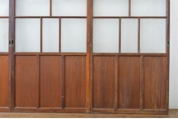 アンティーク建具　大正ロマン溢れるお洒落なガラス戸4枚セット(引き戸)(R-063748)