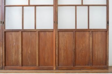アンティーク建具　大正ロマン溢れるお洒落なガラス戸4枚セット(引き戸)(R-063748)