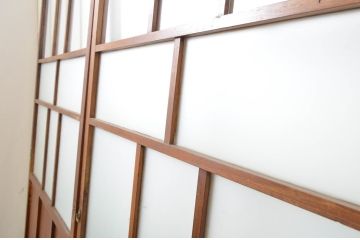 アンティーク建具　大正ロマン溢れるお洒落なガラス戸4枚セット(引き戸)(R-063748)