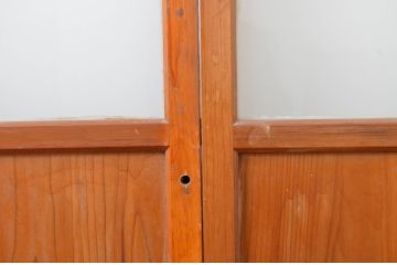 アンティーク建具　大正ロマン溢れるお洒落なガラス戸2枚セット(引き戸)(R-063749)