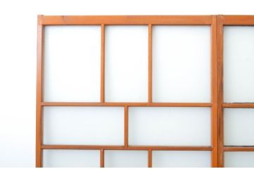 アンティーク建具　大正ロマン溢れるお洒落なガラス戸2枚セット(引き戸)(R-063751)