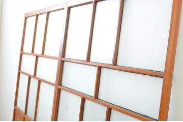 アンティーク建具　大正ロマン溢れるお洒落なガラス戸2枚セット(引き戸)(R-063751)